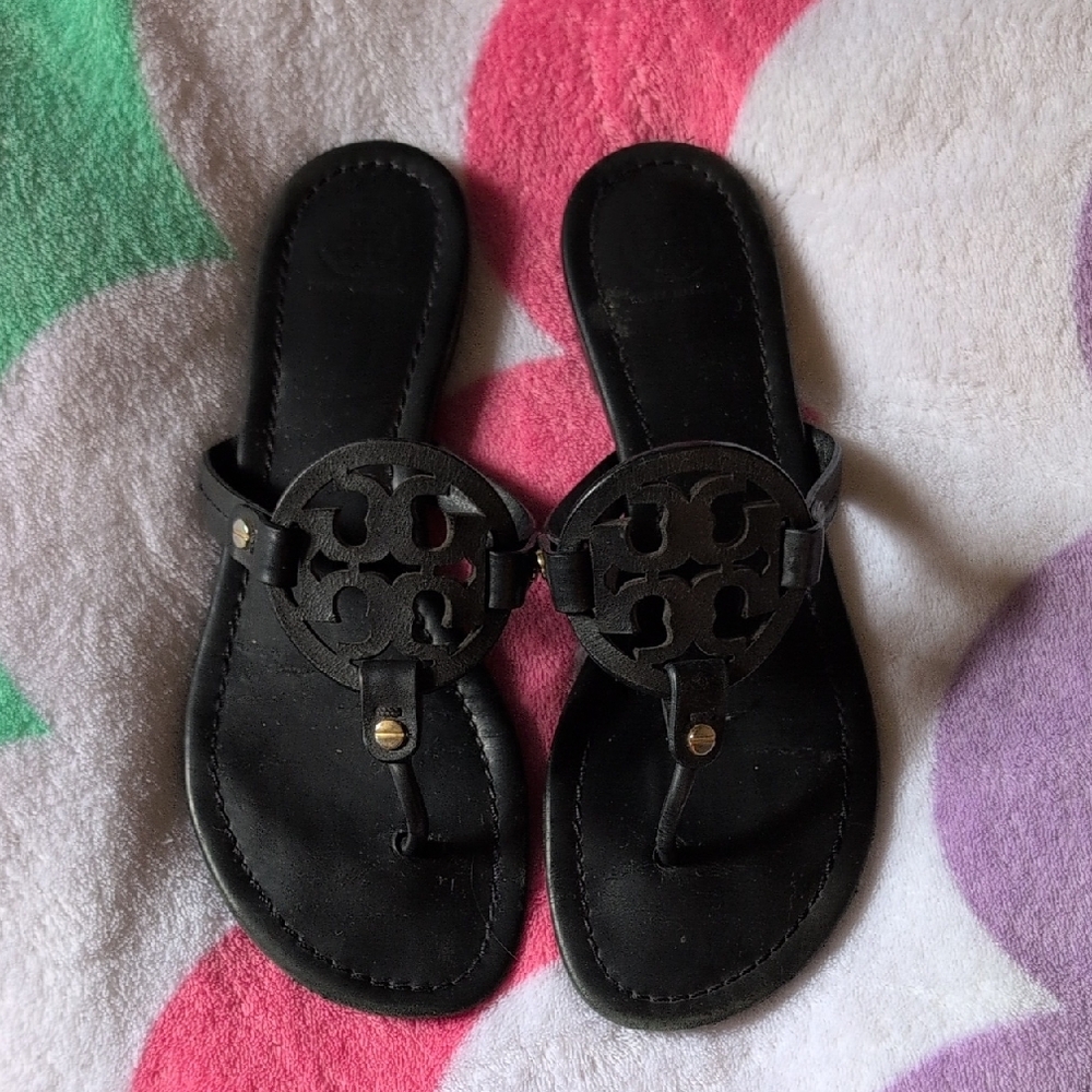 Tory Burch Miller Sandals Black - Womens Size 9